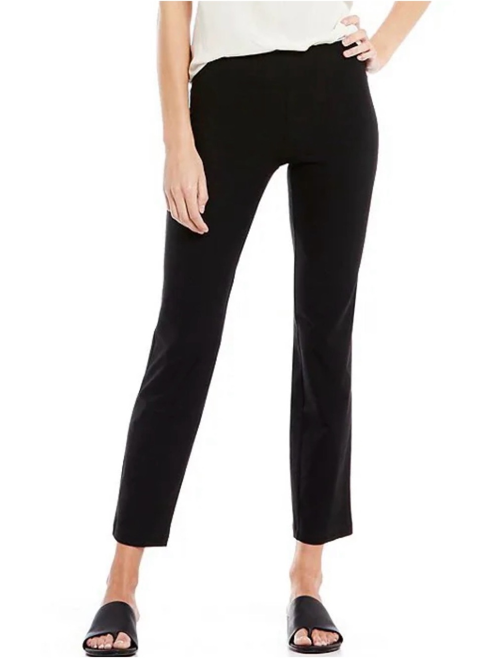 Eileen Fisher Black Women’s Washable Stretch Crepe Slim Leg Ankle Pants - SM